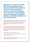 NSG 526 Exam 1 Updated Exam 2026   MOST Recent Tested&comma;Actual Exam  Questions &lpar;2026&rpar; WITH Recent Newest  Verified And Well Analyzed Exam  Questions  &lpar;Actual Exam 2026-2027&rpar;  Correct Detailed & Verified ANSWERS  &lpar;100&percnt; Accurate Solutions&rpar; ALREADY  GRADED A&plus;&vert;