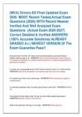 &lpar;MVA&rpar; Drivers ED Final Updated Exam  2026  MOST Recent Tested&comma;Actual Exam  Questions &lpar;2026&rpar; WITH Recent Newest  Verified And Well Analyzed Exam  Questions  &lpar;Actual Exam 2026-2027&rpar;  Correct Detailed & Verified ANSWERS  &lpar;100&percnt; Accurate Solutions&rpar; ALREADY  GR