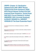 CBSPD&colon; Chapter 10&colon; Sterilization  Updated Exam 2026  MOST Recent  Tested&comma;Actual Exam Questions &lpar;2026&rpar;  WITH Recent Newest Verified And Well  Analyzed Exam Questions  &lpar;Actual Exam  2026-2027&rpar; Correct Detailed & Verified  ANSWERS &lpar;100&percnt; Accurate Solutions&rpar;  