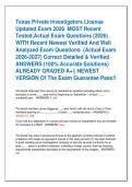 Texas Private Investigators License  Updated Exam 2026  MOST Recent  Tested&comma;Actual Exam Questions &lpar;2026&rpar;  WITH Recent Newest Verified And Well  Analyzed Exam Questions  &lpar;Actual Exam  2026-2027&rpar; Correct Detailed & Verified  ANSWERS &lpar;100&percnt; Accurate Solutions
