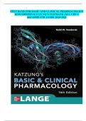 TEST BANK FOR BASIC AND CLINICAL PHARMACOLOGY 16TH EDITION KATZUNG&rsquo;S TESTBANK &sol;ALL CHS 1- 66&sol;COMPLETE GUIDE 2024-2025