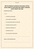 ABA Pain Medicine Certification Examination ACTUAL EXAM COMPLETE QUESTIONS AND CORRECT ANSWERS LATEST UPDATE THIS YEAR