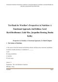 Test Bank for Wardlaw&rsquo;s Perspectives in Nutrition&colon; A Functional Approach 2nd Edition &ndash; Questions & Answers with Rationales 2024&ndash;2026
