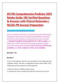 ATI PN Comprehensive Predictor 2023  Retake Guide 180 Verified Questions  & Answers with Clinical Rationales &vert;  NCLEX-PN Success Preparation 