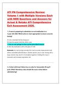 ATI PN Comprehensive Review&colon;  Volume 1 with Multiple Versions Each  with NGN Questions and Answers for  Actual & Retake ATI Comprehensive  Exit Assessment 2026&period; 