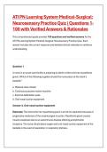 ATI PN Learning System Medical-Surgical&colon;  Neurosensory Practice Quiz &vert; Questions 1 100 with Verified Answers & Rationales 