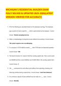 Michigan Residential Builder Exam Fully Solved & Updated 2025-2026 &vert; 100&percnt; Verified Correct Answers &lpar;Latest Version&rpar;