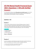 ATI PN Mental Health Proctored Exam  2023 &vert; Questions 1-100 with Verified  Answers 