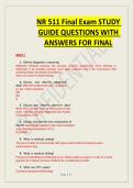 NR 511 Final Exam STUDY  GUIDE QUESTIONS WITH  ANSWERS FOR FINAL 