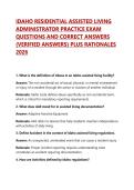 IDAHO RESIDENTIAL ASSISTED LIVING  ADMINISTRATOR PRACTICE EXAM  QUESTIONS AND CORRECT ANSWERS  &lpar;VERIFIED ANSWERS&rpar; PLUS RATIONALES  2026
