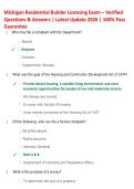 Michigan Residential Builder Licensing Exam &ndash; Verified  Questions & Answers &vert; Latest Update 2026 &vert; 100&percnt; Pass  Guarantee