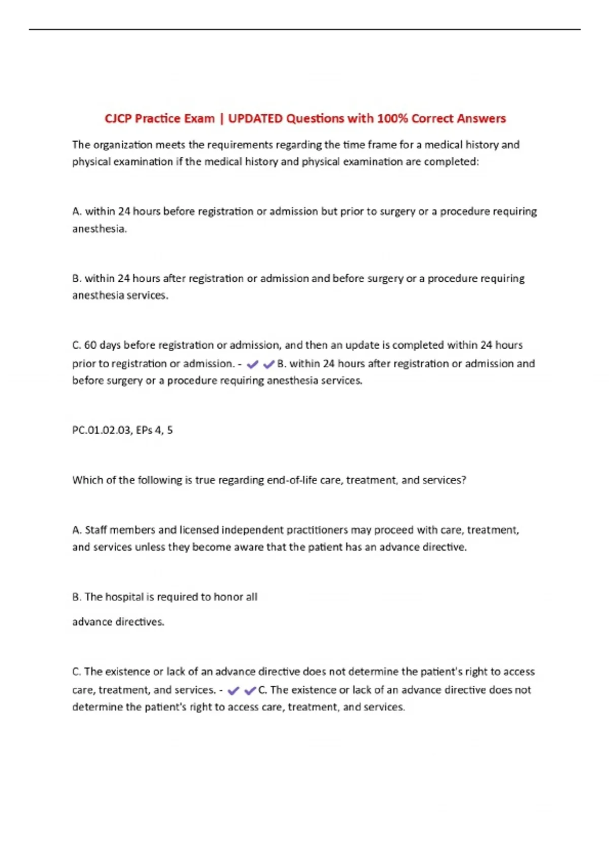 CJCP Practice Exam | UPDATED Questions with 100% Correct Answers - CJCP ...
