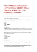 PHYS165 Physics Module 3 Exam ACTUAL EXAM 2026&sol;2027 &vert; Physics Module 3 &vert; Verified Q&A &vert; Pass Guaranteed - A&plus; Graded