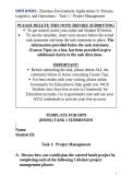 WGU D252&colon;D079 RNM1 - Business Environment Applications II&colon; Process&comma; Logistics&comma; and Operations &ndash; Task 1 - Project Management