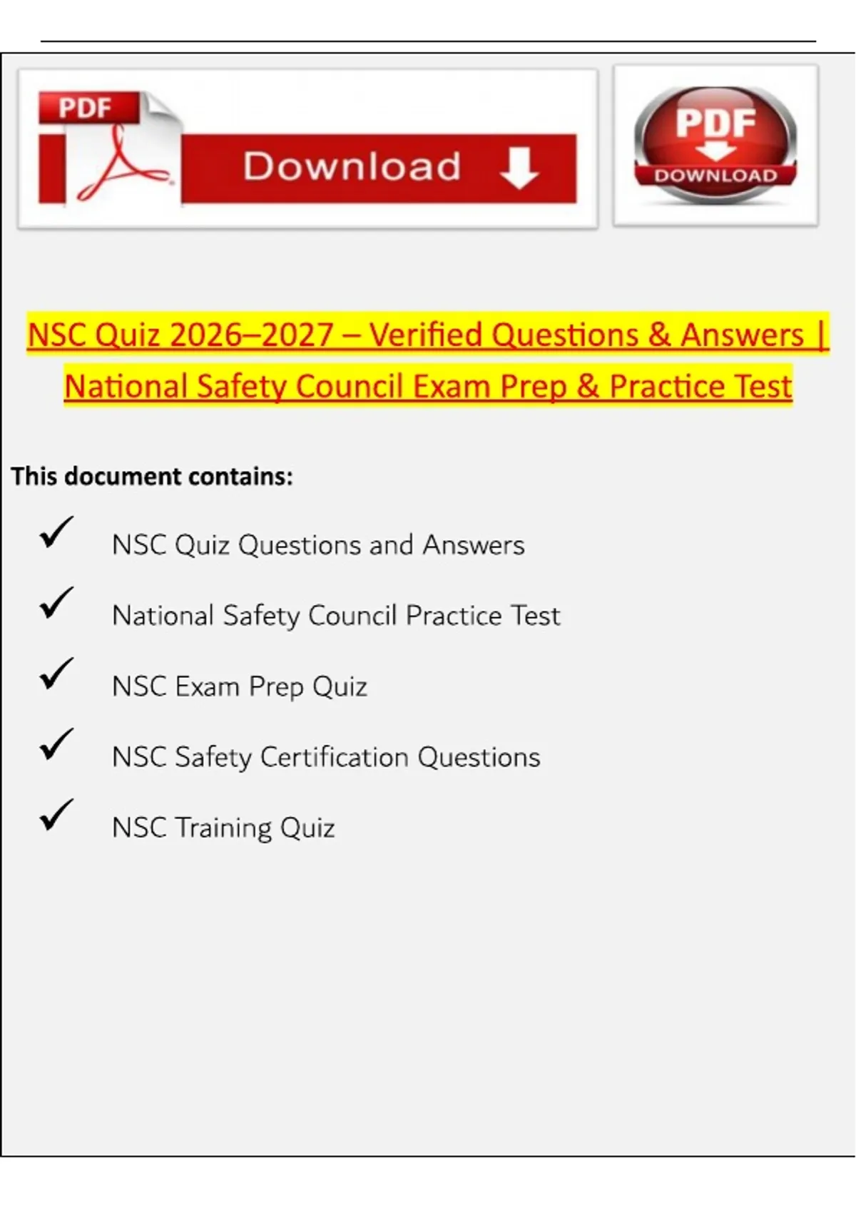 Nsc Testing NSC Quiz 2026–2027 – Verified Questions & Answers | National Safety ...