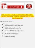 NSC First Aid&comma; CPR & AED Final Quiz 2026&ndash;2027 &ndash; Verified Questions & Answers &vert; National Safety Council Certification Prep