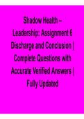 Shadow Health &ndash; Leadership&colon; Assignment 6 Discharge and Conclusion 2026 Update &ndash; Complete Questions with Verified Answers