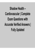 Shadow Health &ndash; Cardiovascular 2026 Update &ndash; Complete Exam Questions with Verified Answers