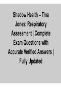 Shadow Health &ndash; Tina Jones&colon; Respiratory Assessment 2026 Update &ndash; Complete Questions with Verified Answers
