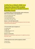 Certified Nurse Midwife &lpar;CNM&rpar; Exam  Preparation Newest With Complete  Questions And Correct Detailed Answers&vert;  Brand New Version 