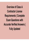 Overview of Class A Contractor License Requirements 2026 Update &ndash; Complete Exam Questions with Verified Answers