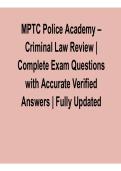 MPTC Police Academy &ndash; Criminal Law Review 2026 Update &ndash; Complete Exam Questions with Verified Answers