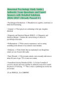 Abnormal Psychology Study Guide &vert; Authentic Exam Questions and Expert Answers with Detailed Solutions 2026&sol;2027 &lpar;Already Passed A&plus;&rpar;