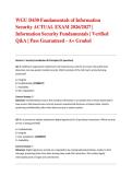WGU D430 Fundamentals of Information Security ACTUAL EXAM 2026&sol;2027 &vert; Information Security Fundamentals &vert; Verified Q&A &vert; Pass Guaranteed - A&plus; Graded