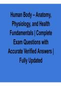 Human Body &ndash; Anatomy&comma; Physiology&comma; and Health Fundamentals 2026 Update &ndash; Complete Exam Questions with Verified Answers