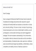 Behavioral Health Technician Exam ACTUAL EXAM QUESTIONS AND CORRECT DETAILED ANSWERS LATEST UPDATE THIS YEAR