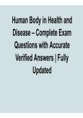 Human Body in Health and Disease 2026 Update &ndash; Complete Exam Questions with Verified Answers