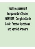 Health Assessment &ndash; Integumentary System 2026&ndash;2027 Update &ndash; Complete Study Guide with Practice Questions and Verified Answers