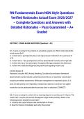 RN Fundamentals Exam NGN Style Questions Verified Rationales Actual Exam 2026&sol;2027 &ndash; Complete Questions and Answers with Detailed Rationales &ndash; Pass Guaranteed &ndash; A&plus; Graded