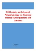 D115 master set-Advanced Pathophysiology for Advanced Practice Nurse Questions and Answer 2026 Latest update 