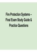 Fire Protection Systems &ndash; Final Exam Study Guide & Practice Questions 2026 Update with Verified Answers