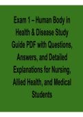 Exam 1 &ndash; Human Body in Health & Disease Study Guide PDF 2026 Update with Questions&comma; Answers&comma; and Detailed Explanations