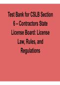 Test Bank for CSLB Section 6 &ndash; Contractors State License Board&colon; License Law&comma; Rules&comma; and Regulations 2026 Update