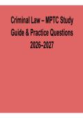 Criminal Law &ndash; MPTC Study Guide & Practice Questions 2026&ndash;2027 Update