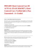 PRN1409 Client-Centered Care III ACTUAL EXAM 2026&sol;2027 &vert; Client-Centered Care &vert; Verified Q&A &vert; Pass Guaranteed - A&plus; Graded