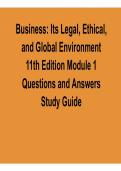 Business&colon; Its Legal&comma; Ethical&comma; and Global Environment 11th Edition &ndash; Module 1 Questions and Answers Study Guide 2026 Update