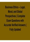 Business Ethics &ndash; Legal&comma; Moral&comma; and Global Perspectives 2026 Update &ndash; Complete Exam Questions with Verified Answers