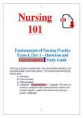 Nursing 101 Fundamentals of Nursing Practice Exam 1&comma; Part 1 &ndash; Questions and Correct Answers Study Guide