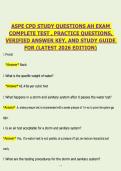ASPE CPD Study Guide & Exam Prep &lpar;2026 Edition&rpar; &vert; Plumbing Systems&comma; Storm & Sanitary Testing &vert; Questions & Verified Answers