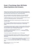 Exam 1 Psychology Stats 330 Robin Akawi Questions and Answers