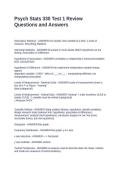 Psych Stats 330 Test 1 Review Questions and Answers
