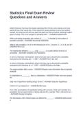 Statistics Final Exam Review Questions and Answers