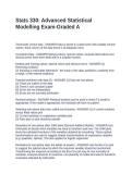 Stats 330 Advanced Statistical Modelling Exam-Graded A
