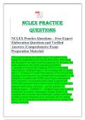 NCLEX Practice Questions &ndash; Free Expert Elaboration Questions and Verified Answers &lpar;Comprehensive Exam Preparation Material&rpar;
