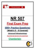 Chamberlain NR507 Final Exam Prep &lpar;2026&rpar; Adv Patho Questions & Answers &lpar;PDF&rpar;