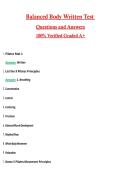 Balanced Body Written Test Actual 2026 &sol; 2027 Questions with Verified Answers Grade A&plus; Guarantee